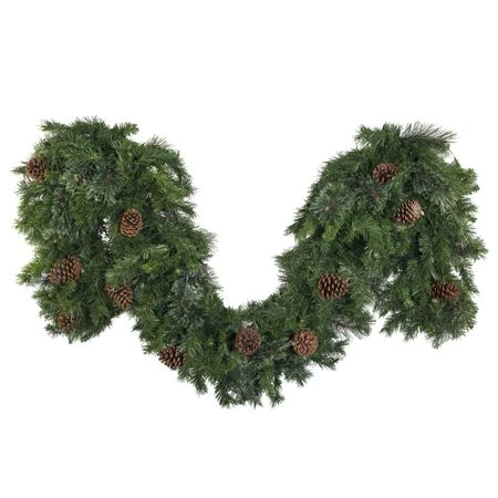 9' X 18" Mixed Pine Garland, Unlit 3 9' X 18" Mixed Pine Garland, Unlit