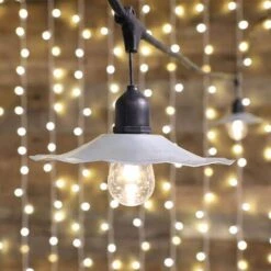 Medium Base Cord- Suspended - 48' - Black Cord - 36" Spacing With Metal Shade