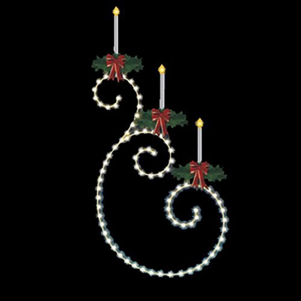 Candle Scroll 2' 6" W X 6' 3" T, 54 Bulbs, LED 3 Candle Scroll 2' 6" W X 6' 3" T, 54 Bulbs, LED