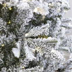 7.5' Indoor LED Flocked Siberian Fir Christmas Tree - Warm White -Christmas Decoration Store t it 75 1230 ww 2 crop