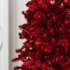 7.5' Indoor LED Shimmer Spruce Tinsel Christmas Tree - Red 11 7.5' Indoor LED Shimmer Spruce Tinsel Christmas Tree - Red -Christmas Decoration Store t it 75 1238 r 3 crop