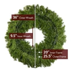 36" Lit Red Deluxe Oregon Fir Wreath - Bow Option Available -Christmas Decoration Store w 36 dof back diagram 1 1 1