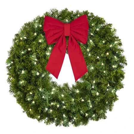 36" Lit Pure White Deluxe Oregon Fir Wreath - Bow Option Available 5 36" Lit Pure White Deluxe Oregon Fir Wreath - Bow Option Available - Image 3