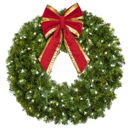 36" Lit Pure White Deluxe Oregon Fir Wreath - Bow Option Available 4 36" Lit Pure White Deluxe Oregon Fir Wreath - Bow Option Available - Image 2