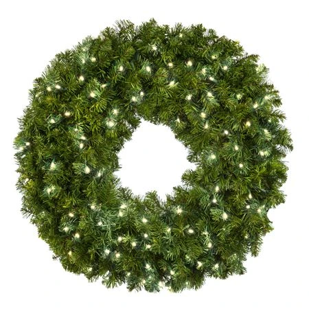 36" Lit Pure White Deluxe Oregon Fir Wreath - Bow Option Available 3 36" Lit Pure White Deluxe Oregon Fir Wreath - Bow Option Available