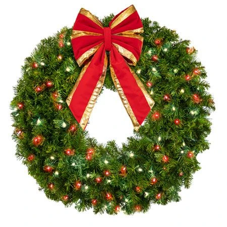 36" Lit Pure White And Red Deluxe Oregon Fir Wreath - Bow Option Available 5 36" Lit Pure White And Red Deluxe Oregon Fir Wreath - Bow Option Available - Image 3