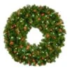 36" Lit Pure White And Red Deluxe Oregon Fir Wreath - Bow Option Available