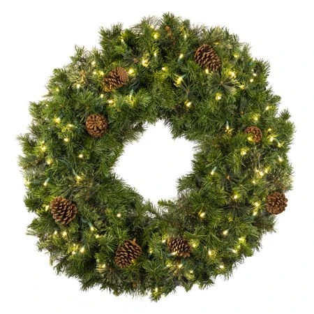 36" Lit Warm White Deluxe Mixed Pine Wreath - Bow Option Available 3 36" Lit Warm White Deluxe Mixed Pine Wreath - Bow Option Available