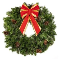 48" Unlit Deluxe Mixed Pine Wreath - Bow Option Available -Christmas Decoration Store w 36 mpu t b vb 12 rgt 1