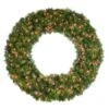 48" Lit Red Deluxe Oregon Fir Wreath - Bow Option Available -Christmas Decoration Store w 48 dofl 6 r