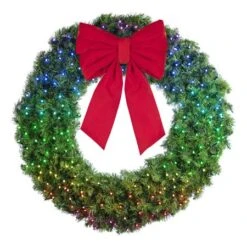 36" Twinkly Pro RGBW Deluxe Oregon Fir Wreath - Bow Option Available -Christmas Decoration Store w 48 dofl 6 twkprgbw b vb 18 r 3