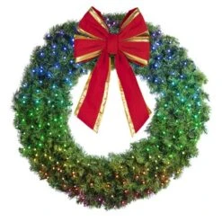 48" Twinkly Pro RGBW Deluxe Oregon Fir Wreath - Bow Option Available -Christmas Decoration Store w 48 dofl 6 twkprgbw b vb 18 rgt