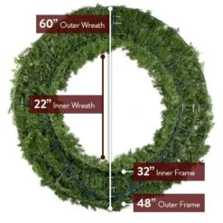 60" Lit Multi Deluxe Oregon Fir Wreath - Bow Option Available -Christmas Decoration Store w 60 dof back diagram 1 1