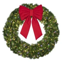 60" Lit Multi Deluxe Oregon Fir Wreath - Bow Option Available -Christmas Decoration Store w 60 dofl 6 m b vb 24 r