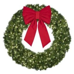 60" Lit Pure White Deluxe Oregon Fir Wreath - Bow Option Available -Christmas Decoration Store w 60 dofl 6 pw b vb 24 r