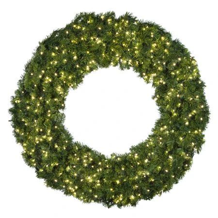 60" Lit Warm White Deluxe Oregon Fir Wreath - Bow Option Available 3 60" Lit Warm White Deluxe Oregon Fir Wreath - Bow Option Available