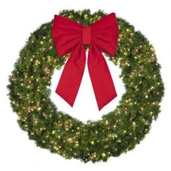 60" Lit Warm White And Red Deluxe Oregon Fir Wreath - Bow Option Available 9 60" Lit Warm White And Red Deluxe Oregon Fir Wreath - Bow Option Available -Christmas Decoration Store w 60 dofl 6 wwr b vb 24 r