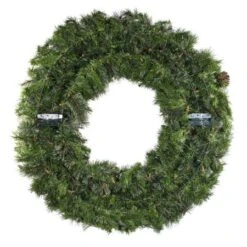 60" Lit Warm White Deluxe Mixed Pine Wreath - Bow Option Available -Christmas Decoration Store w 60 mp back 2