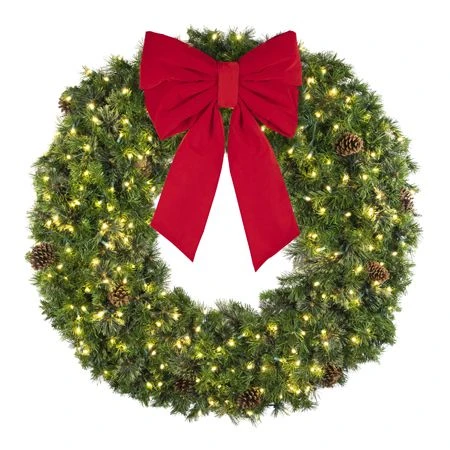 72" Deluxe Mixed Pine Wreath, Lit - Bow Option Available 6 72" Deluxe Mixed Pine Wreath, Lit - Bow Option Available - Image 4