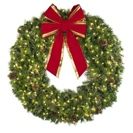 72" Deluxe Mixed Pine Wreath, Lit - Bow Option Available 5 72" Deluxe Mixed Pine Wreath, Lit - Bow Option Available - Image 3