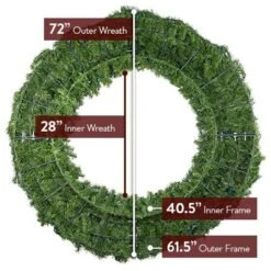 72" Unlit Deluxe Oregon Fir Wreath - Bow Option Available 13 72" Unlit Deluxe Oregon Fir Wreath - Bow Option Available -Christmas Decoration Store w 72 dof 6 back diagram