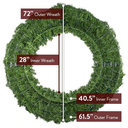 72" Lit Warm White And Red Deluxe Oregon Fir Wreath - Bow Option Available 6 72" Lit Warm White And Red Deluxe Oregon Fir Wreath - Bow Option Available - Image 4