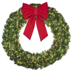 72" Lit Multi Deluxe Oregon Fir Wreath - Bow Option Available -Christmas Decoration Store w 72 dofl 6 m b vb 24 r
