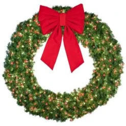 72" Lit Pure White And Red Deluxe Oregon Fir Wreath - Bow Option Available 6 72" Lit Pure White And Red Deluxe Oregon Fir Wreath - Bow Option Available -Christmas Decoration Store w 72 dofl 6 wwr b vb 24 r 1