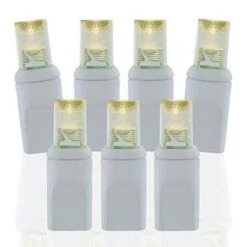 50 Light 2800K Warm White 5mm Wide Angle Conical LED Christmas Lights - White Wire