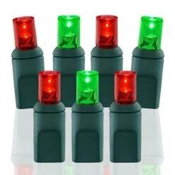 50 Light Red And Green 5 Mm Wide Angle Conical LED Christmas Lights