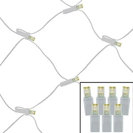 100 Light Warm White 5 Mm Wide Angle Conical LED Net Lights - White Wire 3 100 Light Warm White 5 Mm Wide Angle Conical LED Net Lights - White Wire