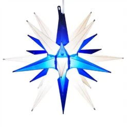 14" Moravian Star, Blue And White